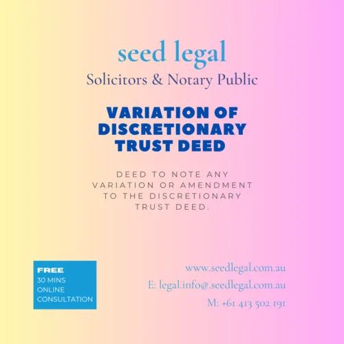 Variation of Discretionary Trust Deed